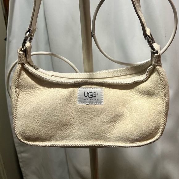 UGG Australia Cream Suede and Shearling Mini Shoulder Bag | Y2K Baguette Style - Picture 11 of 13